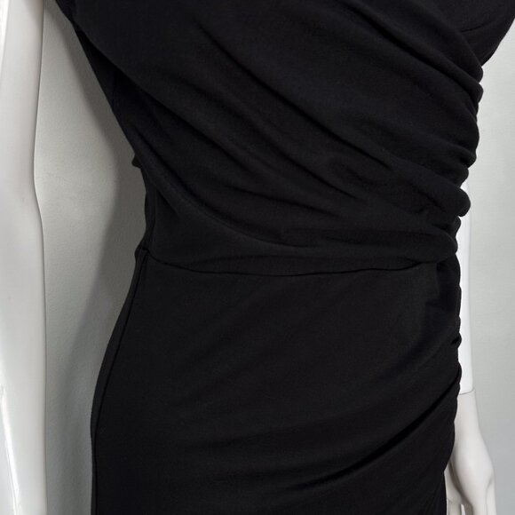 Reformation Cormac Ruched Wrap Style Jersey Midi Dress with Slit in Black Size M - Picture 8 of 16